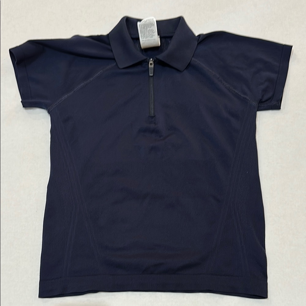 Athleta Girls Navy Blue Zip Polo Shirt